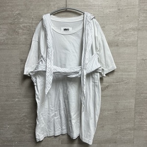 MM6 Maison Margiela エムエムシックス メゾンマルジェラ 18SS フロントリボンTシャツ ホワイト sizeS 【中目黒B08】