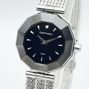 美品 稼働品 CENTURY センチュリー TIME GEM タイムジェム 1Pダイヤ カットガラス QZ クォーツ 時計
