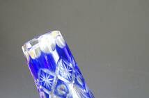 ◆(TD) 昭和レトロ 藍色切子ぐらす 2個 栓抜き セット AGG-12N-2 一口 ビール ペア グラス コップ ガラス製 キッチン雑貨_画像6