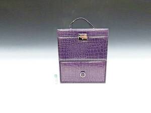 ●(KC) 昭和レトロ ジュエリー ボックス 鍵付き 紫 パープル クロコダイル調 化粧箱 道具箱 宝石箱 収納 小物入れ アンティーク