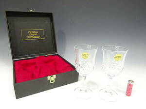 ◆(SZ) クリスタル カットグラス 2客セット ワイングラス シャンパングラス 酒器 ペアグラス MADE IN FRANCE キッチン雑貨
