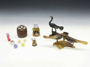 ◆(KN) 梟 鳥 10点セット オブジェ 置物 ガラス キーホルダー インテリア雑貨 工芸品 コレクション
