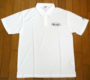 (物5)　NISHI　ニシ　ボタンダウン　ポロシャツ　N68-304　白　メンズM