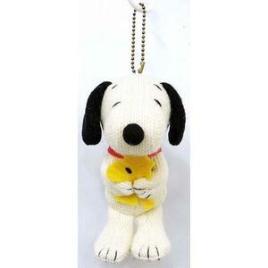 ★スヌーピー(SNOOPY)のニット素材ボールチェーンマスコットぬいぐるみ《SNOOPY&WOODSTOCK》