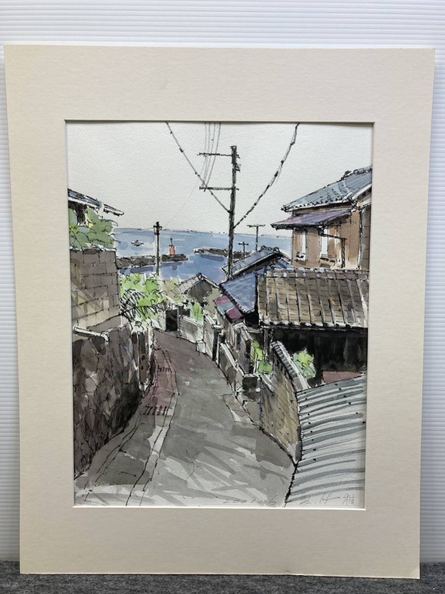 Ag022302/風景画水彩画絵画街並み港| JChere雅虎拍卖代购