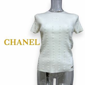  Chanel domestic regular goods wool short sleeves rib knitted 34 CHANEL