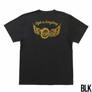 【送料無料】半袖Tシャツ バックプリントTEE Grants Golden Brand グランツゴールデンブランドWINGED S/S TEE BLK　 Lサイズ