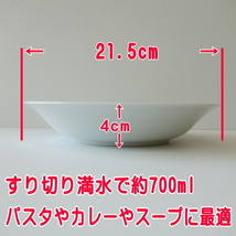 21cm 冷凍食品用 パスタ皿 白 多機能 美濃焼 カレー皿 レンジ対応 食洗機対応 シンプル ホワイト 日本製 スープ皿 シチュー皿_画像2