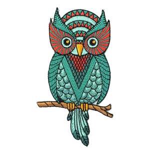 アイロンワッペン ふくろう 梟 Strix uralensis イルミナティ 鳥 簡単貼り付け アップリケ 刺繍 裁縫