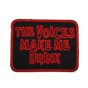 アイロンワッペン THE VOICES MAKE ME DRINK メッセージ 簡単貼り付け アップリケ 刺繍 裁縫