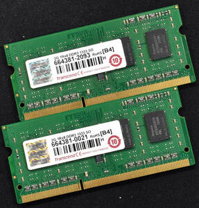 4GB (2GB 2枚セット) PC3-10600S DDR3-1333 S.O.DIMM 204pin 1Rx8 ノートPC用メモリ 8chip Transcend 2G 4G (管:SA3949
