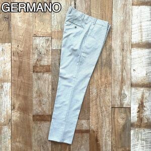 【新品同様】GERMANO ジェルマーノ チェック柄 ウール スラックス パンツ 50 グレー BEAMSF取扱