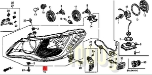 【ホンダ純正新品】HONDA 未使用品 ★超希少品★ シビック FD2 タイプＲ ハロゲンヘッドライト 右側 ヘットランプ 2007/3-2010/8