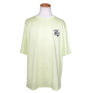 【天白】エルメス ミニレザーパッチ Tシャツ XL ライムグリーン 綿100％ アパレル 男 メンズ 服 未使用