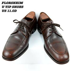 Florsheim U Tip Shoes 1986s US11.0d винтажный поток Shaim Youchip Кожаная обувь кожаная обувь 1980 -х