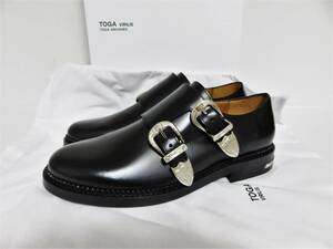 送料無料 新品 TOGA VIRILIS METAL DOUBLE MONK STRAP SHOES 39 ブラック トーガ ビリリース メタル ダブル モンクストラップ シューズ