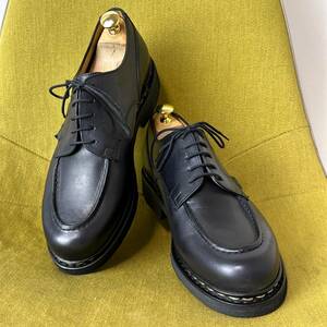 未使用 Paraboot パラブーツ CHAMBORD シャンボード Uチップリスレザーシューズ 7.5 フランス製 26.0相当 ビジネス ブラック