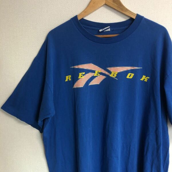 【古着】REEBOK ビッグサイズ　半袖 Tシャツ　ブルー　XL