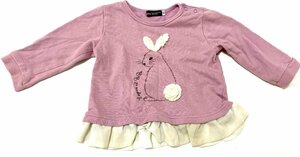 BeBe Bebe ребенок Kids девочка 80cm верх стрейнер long T cut and sewn длинный рукав балка тянуть фиолетовый ...chu-ru симпатичный 