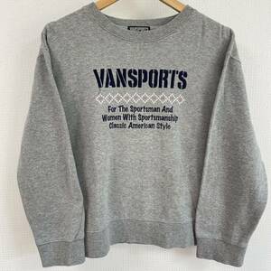 ★VANSPORTS バンスポーツ★ トレーナー スウェット トップス 長袖 ロゴ刺繍 裏起毛 上着 プルオーバー グレー レディースLL /TT6004