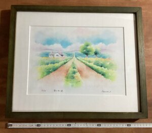 BA307■送料込■坂本カズシ 僕の行く道 シルクスクリーン 版画 風景画 肉筆サイン 絵画 限定50部 額サイズ 縦:37.5cm 横:45cm 1644g/くGOら