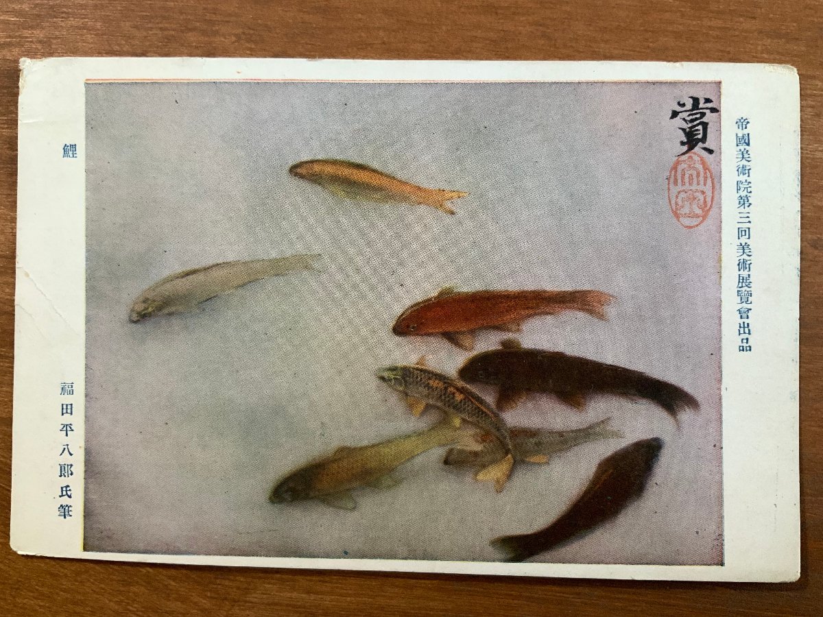 FF-6156 ■送料込■ 鯉 福田平八郎筆 画家 絵 絵画 美術品 魚 戦前 風景 景色 エンタイア 絵葉書 写真 古写真/くNAら, 印刷物, 絵はがき, ポストカード, その他