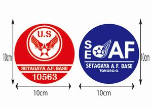 世田谷ベース風　ステッカー　二枚セット　ガレージ　SEAF 10563 スマホ　ケース　US アメ車 旧車 トラック　軽トラ 所さん　四駆　ロゴ