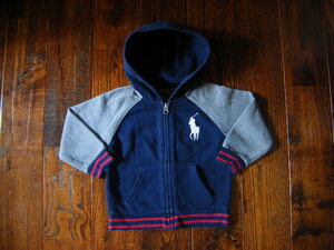 ★送料無料★24M 90サイズ/52★POLO Ralph Lauren/ポロ ラルフローレン★ジップアップパーカー ビッグポニー