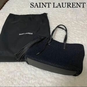 ☆極美品☆サンローラン　SAINT LAURENT トートバッグ　ネイビー　A4