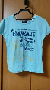 MATERIAL BLUebis 160 Tシャツ 青い Tシャツ ハワイ 女の子 女児 子供服 中古 キッズ 半袖 ブルー 水色