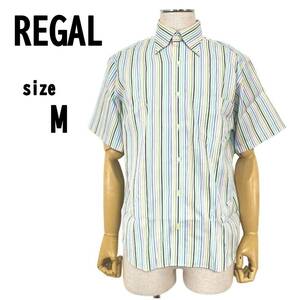 【M】REGAL リーガル メンズ シャツ 半袖 カラフル ストライプ柄