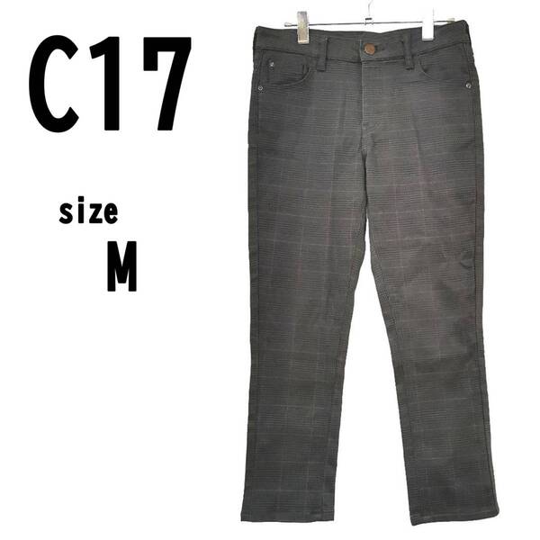 【M】C17 シーセブンティーン レディース チェックパンツ スリムフィット