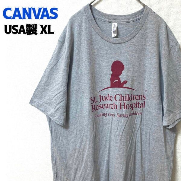 USA製 CANVAS 半袖Tシャツ プリント ゆるだぼ グレー ヴィンテージ XL