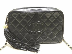 まだ美品 シャネル チェーン ショルダーバッグ タッセル ☆ マトラッセ フリンジ ラムスキン ▼ ヴィンテージ CHANEL キルティング ココ 5H