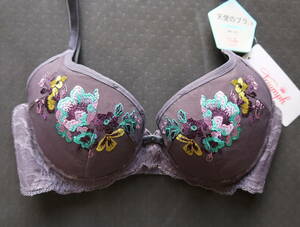 12Y1 * D65to Lynn p angel. bla slim line soft . light put on .... beautiful bust line bra embroidery race gray 