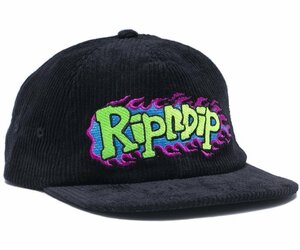 Ripndip Flaming Hot Corduroy Strapback Hat Cap Black キャップ 