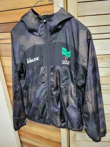 アスレタ ATHLETA ナイロンパーカー 黒 ブラック ピステ 柄 ジャケット パーカー size S