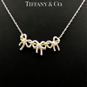 Tiffany&Co. ティファニー トリプル リボン ネックレス K18YG SV925