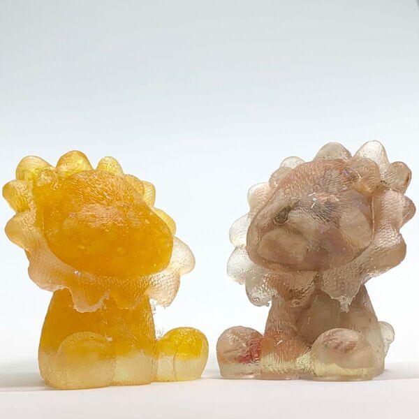 ライオン2体セット 天然石細石入りレジン オルゴナイト