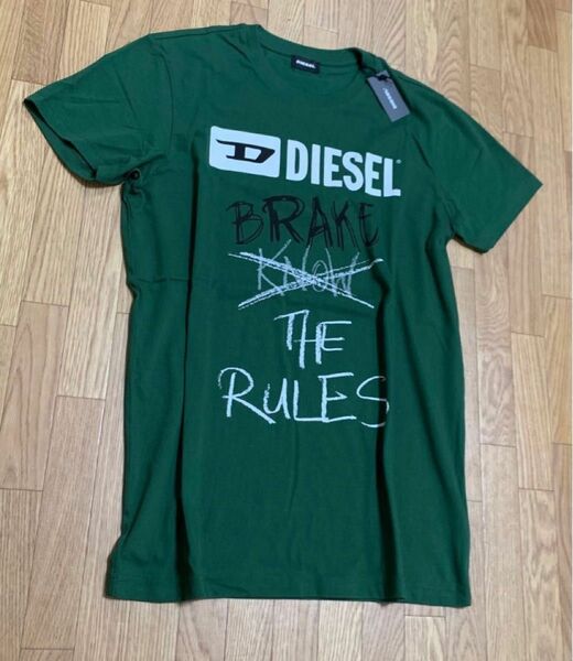 新品 タグ付き DIESEL ディーゼル Tシャツ メンズS レディースM 緑 グリーン