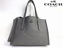 極美品★送料無料★ コーチ COACH ペブル レザー チャーリー キャリーオール 2Way ショルダーバッグ トートバッグ ハンドバッグ_画像1