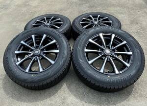 【イボあり 冬用極上セット Lehrmeister ブラックポリッシュ アルミ ホイール バリ山スタッドレス 205/65R16 4本 16×6.5J +48 5H-114.3