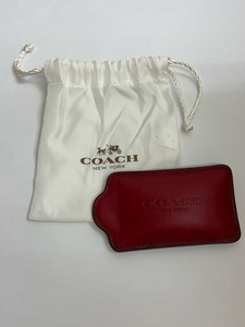 （I07650) コーチ/COACH 牛革　ペーパーウェイト　保存袋付　えんじ系レッドカラー