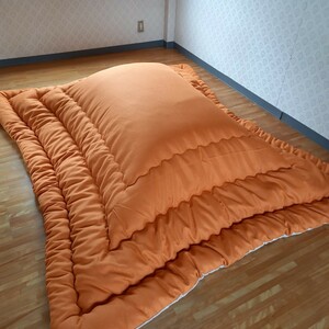  super water repelling processing large size square kotatsu futon thickness .. thick cloth orange kotatsu clean safety made in Japan ( feather futon quilt futon mattress pillow ) etc. exhibiting..