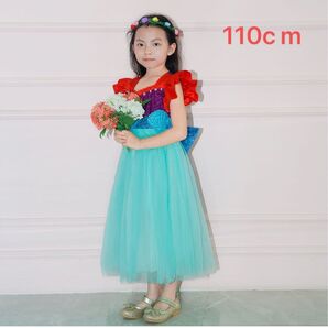 新品 プリンセス 人魚姫 アリエル 女の子 ドレス110cm パーティードレス 発表会 演奏会