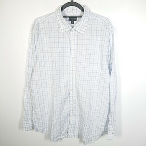 XL BANANA REPUBLIC ボタンシャツ 薄手 チェック長袖 ホワイト×ブルー リユース ultramto sh0149
