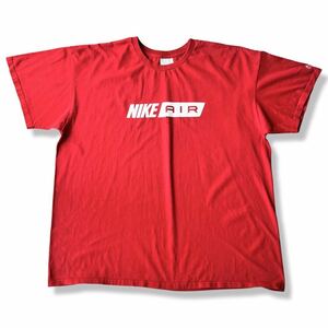 【00s】NIKE(ナイキ) AIR スウォッシュロゴ プリントTシャツ 2XL レッド/赤 ビッグシルエット クルーネック アームロゴ 半袖Tシャツ 古着