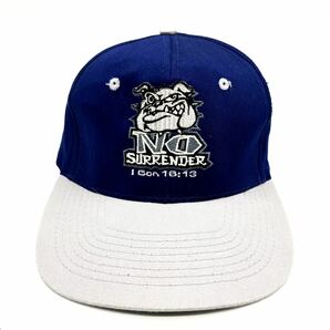 【ヴィンテージ】80s COBRA CAPS(コブラキャップ)「NO SURRENDER」刺繍ロゴ 2トーンキャップ ブルー ×グレー スナップバック 80年代 帽子