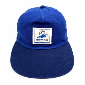 【ヴィンテージ】90s 1998年FIFAワールドカップ フランス大会 2トーン プロモーションキャップ 青×紺 アジャスターレール 5パネル 帽子