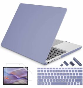 SUROCASE ケース 13.5インチ Microsoft Surface Laptop 5/4/3 モデル メタルキーボード プラスチックハードシェルケース ラベンダーグレー